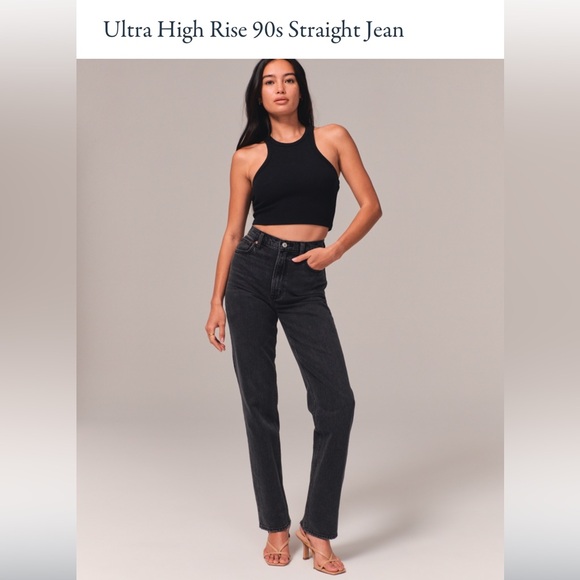 Abercrombie & Fitch Ultra High Rise 90’s Straight Jeans Size 4 EXTRA LONG - Picture 1 of 8